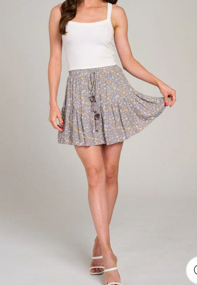 Flare floral mini skirt