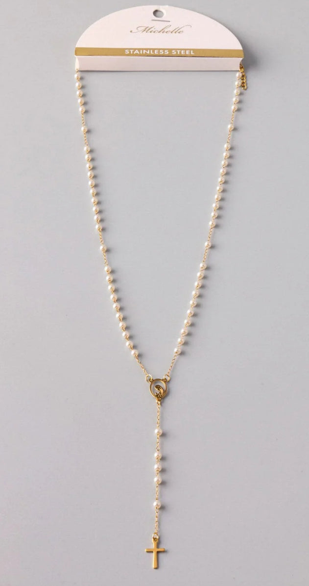 Gold rosary necklace stainless steel