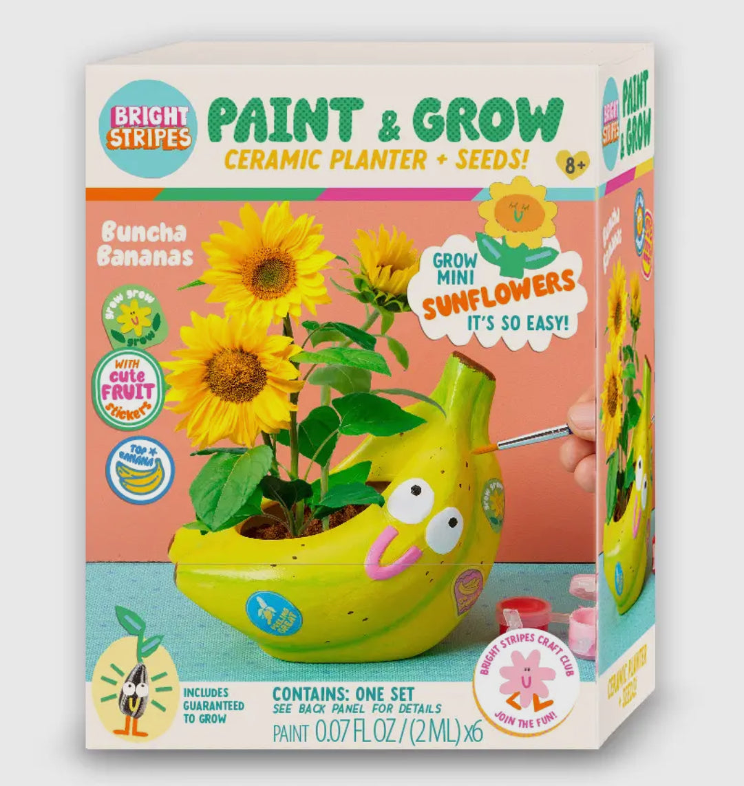 Bright Stripes Paint & Grow Ceramic planter