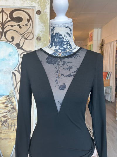 Sheer v-neck black blouse