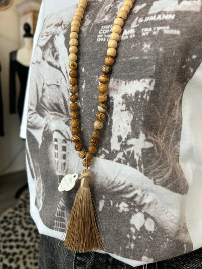 Camel boho tassel necklace