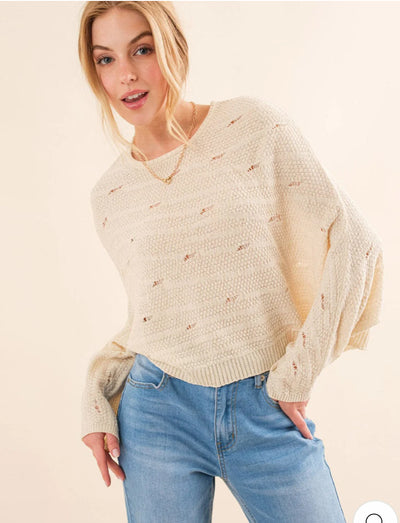 Loose fit knit sweater cream