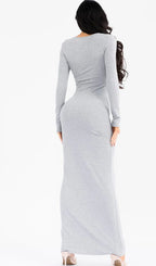 Grey ribbed body maxi dress