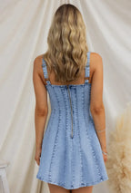 Denim spaghetti strap mini dress