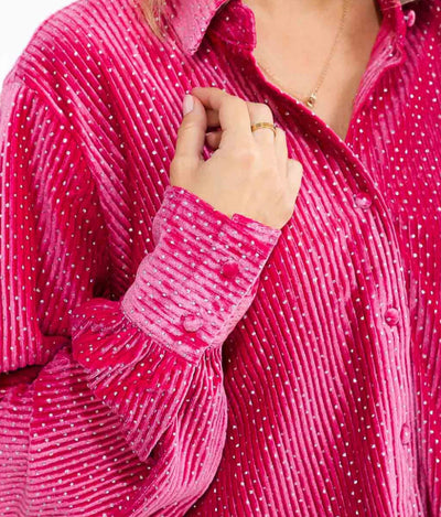 Studded pink corduroy blouse