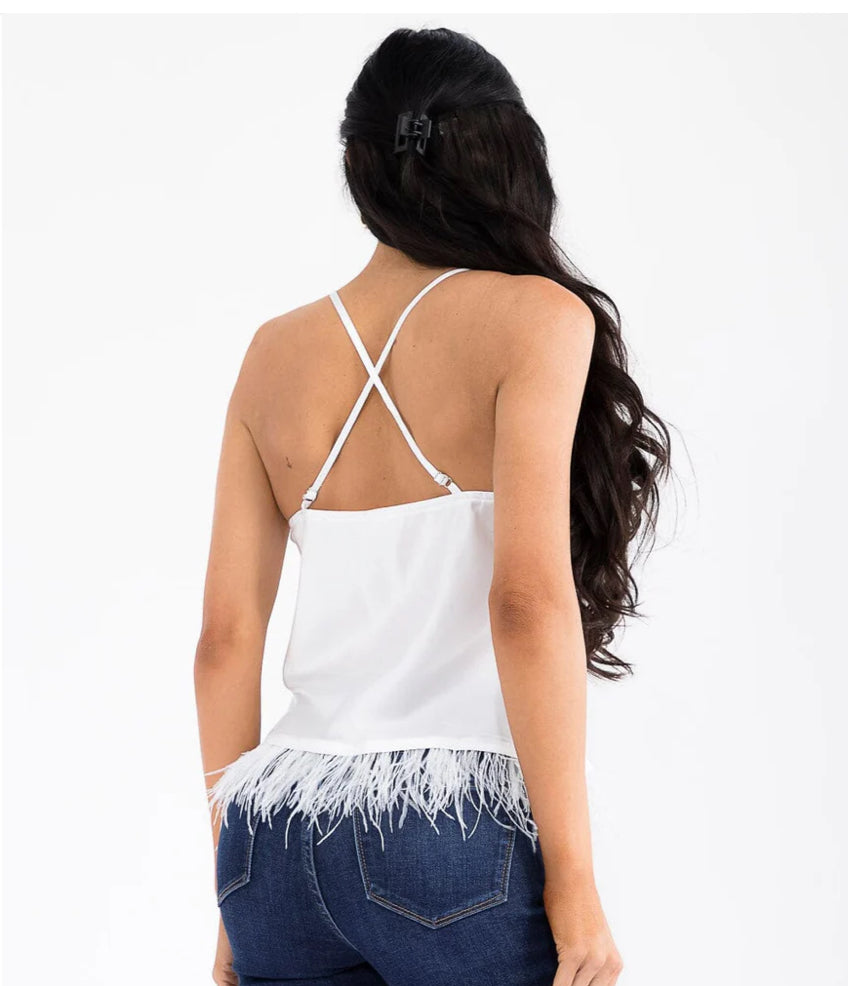 White feathered cross tank