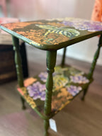 Hand painted Goldleaf hydrangea end table