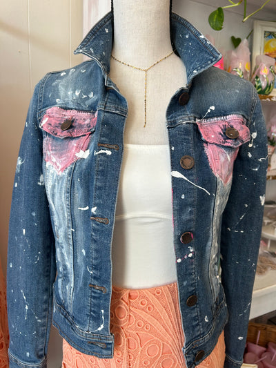 Wild flower hand painted Jean jacket