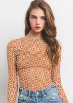 Floral print mesh bodysuit