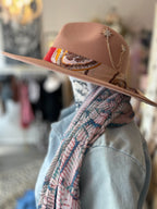 Pink wide brim fedora hat