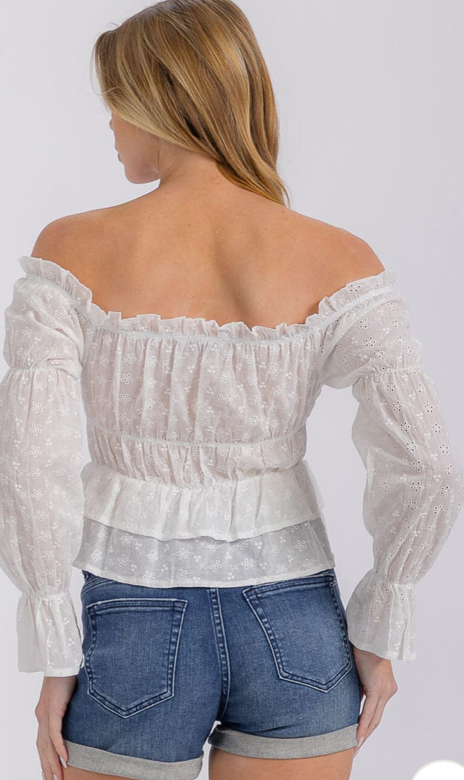 Ruffle off the shoulder blouse