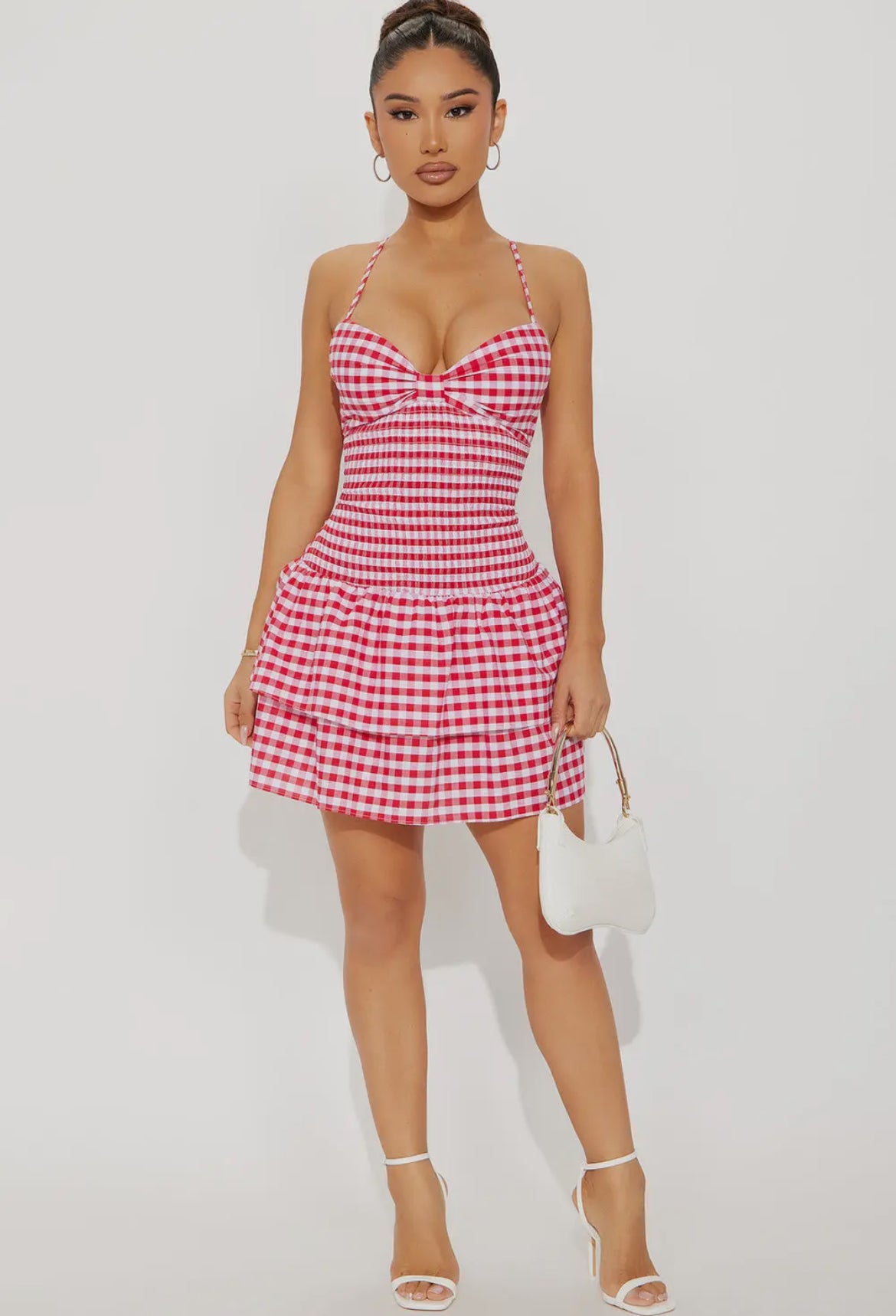 Plaid red & white dress