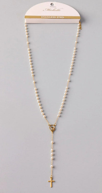 Gold rosary necklace stainless steel
