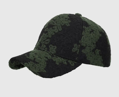 Green & black embroidered hat