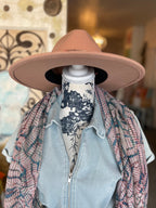 Pink wide brim fedora hat