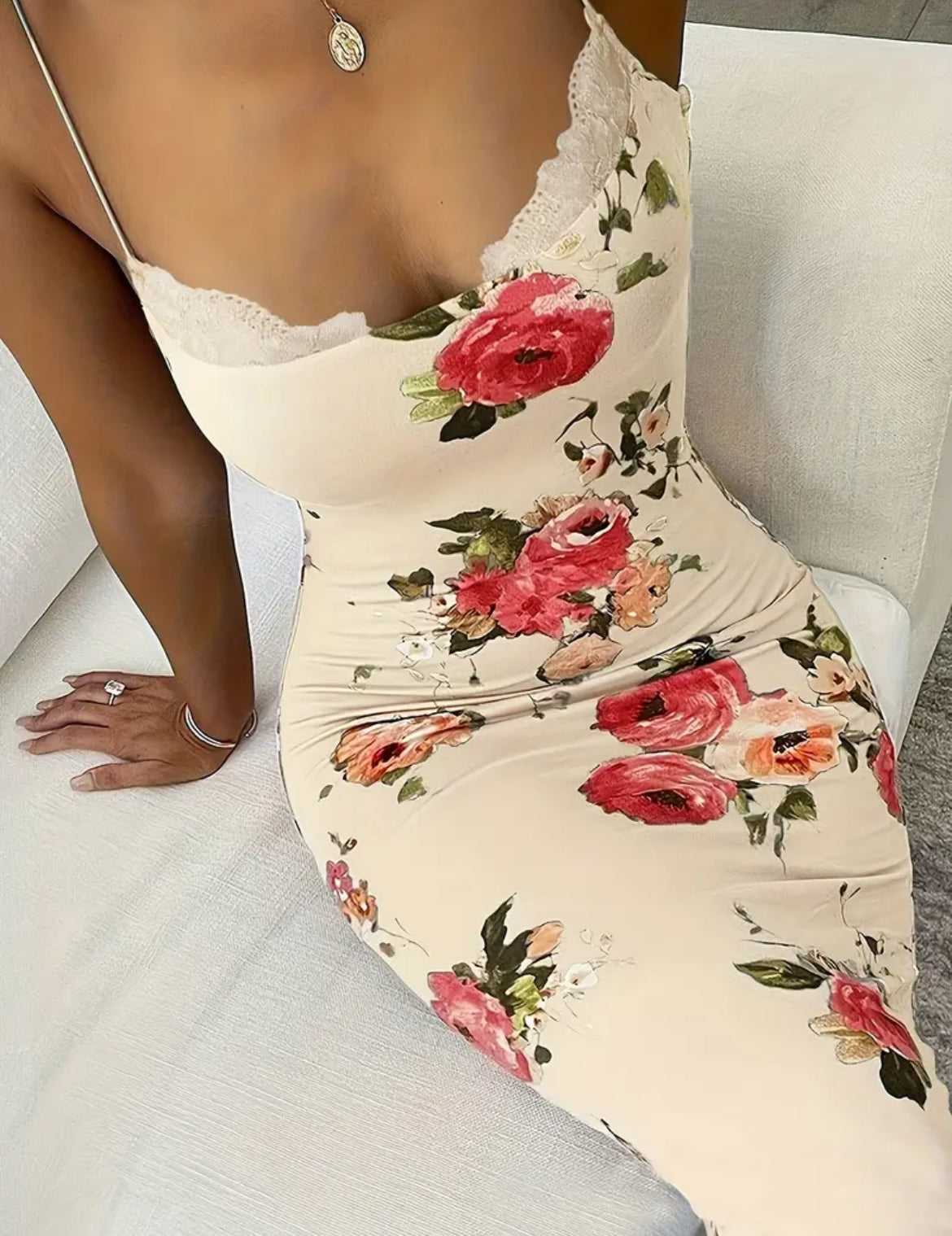 Floral lace maxi dress