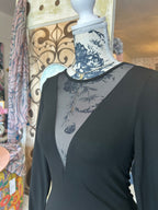 Sheer v-neck black blouse