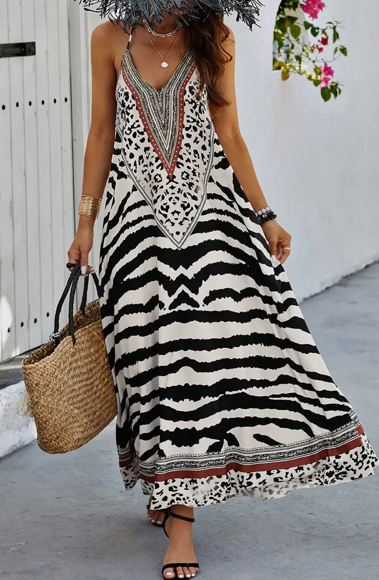Animal print halter dress