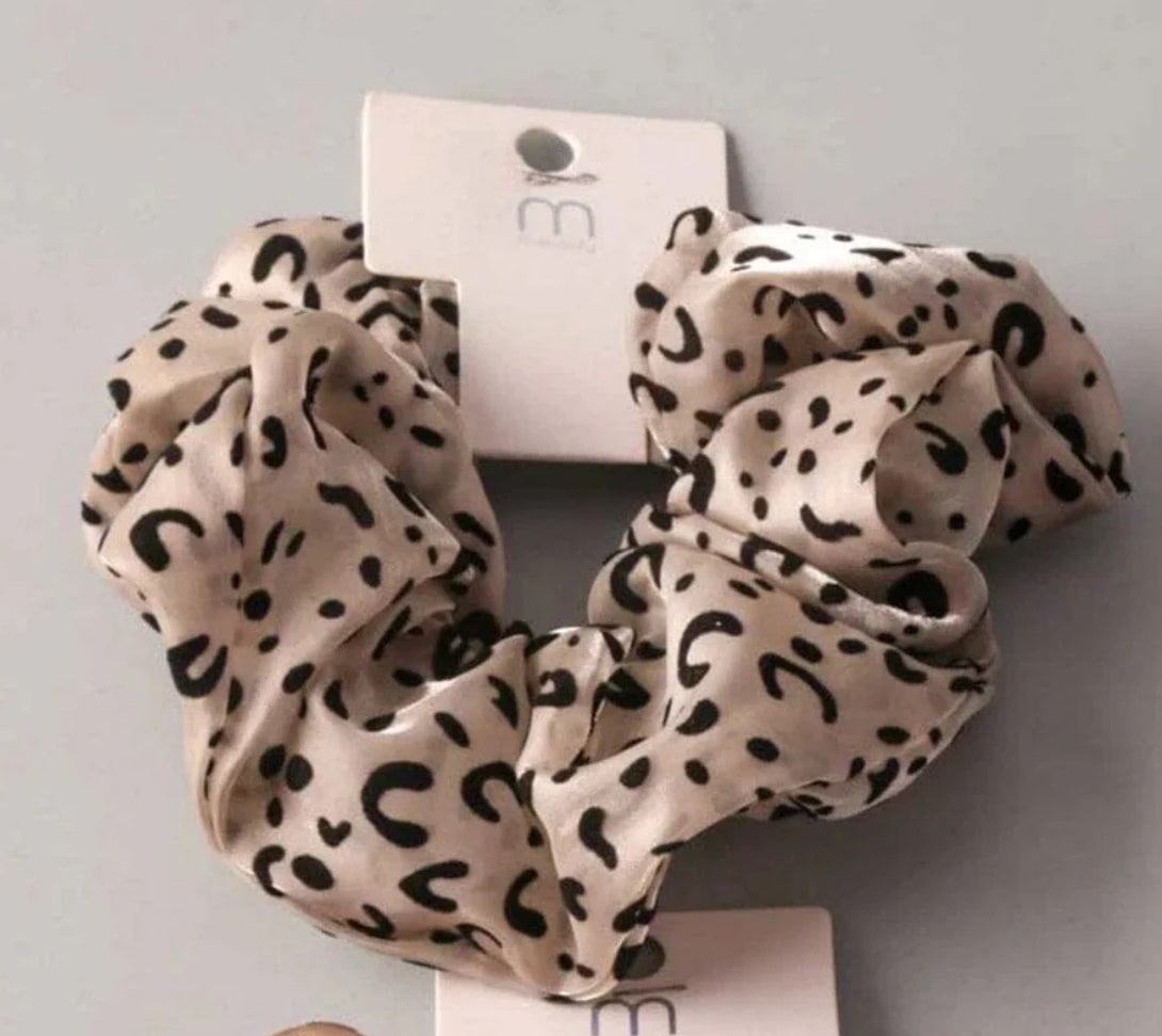 Light grey animal print scrunchie