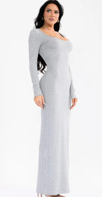 Grey ribbed body maxi dress