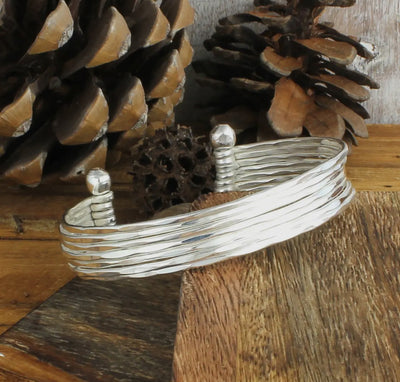 Hammered silver cuff bracelet