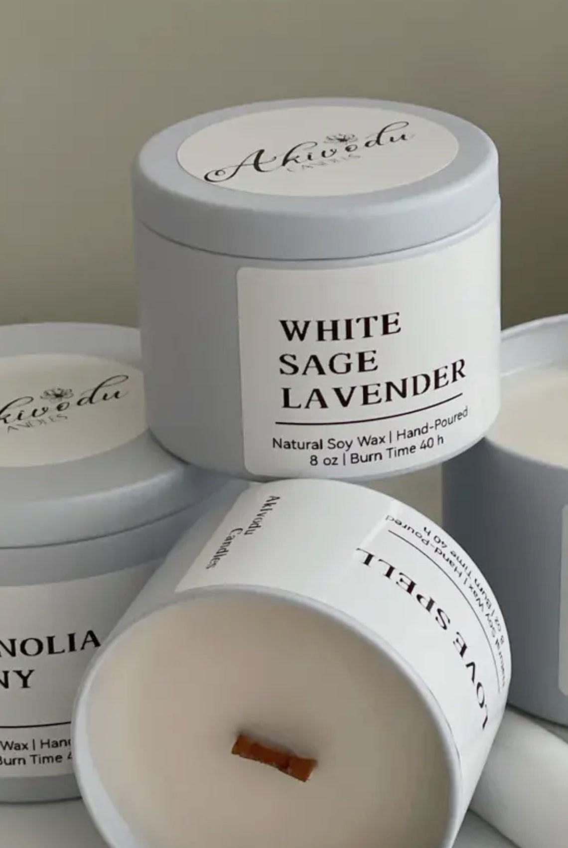 Akivodu Candles: White sage lavender scent