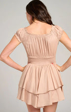 WOMEN'S SHORT SLEEVE RUFFLE TIERED ROMPER