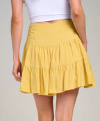 Yellow flare mini skirt