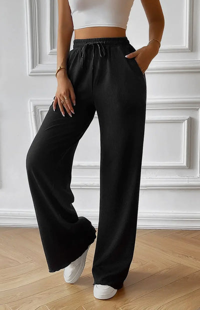 Black ruffle pants