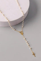 Gold rosary necklace stainless steel