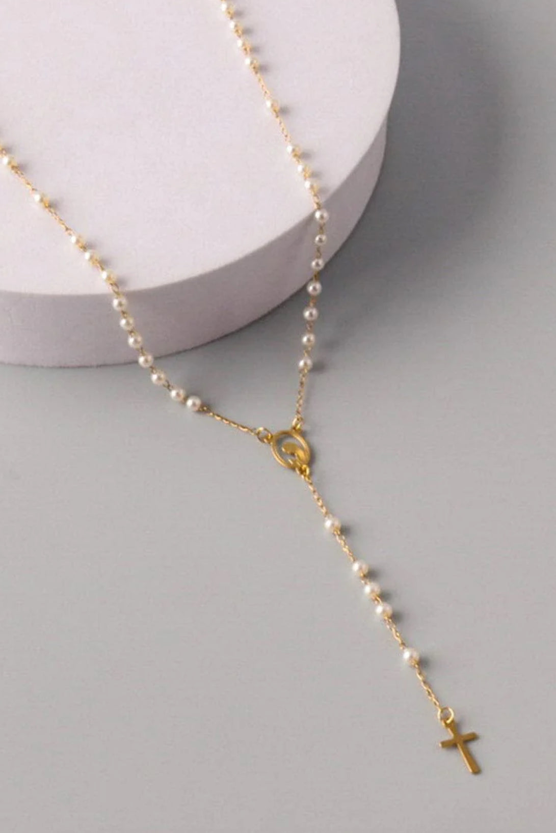 Gold rosary necklace stainless steel