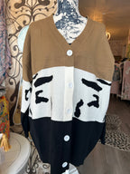 Color block button down cardigan