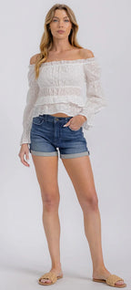 Ruffle off the shoulder blouse