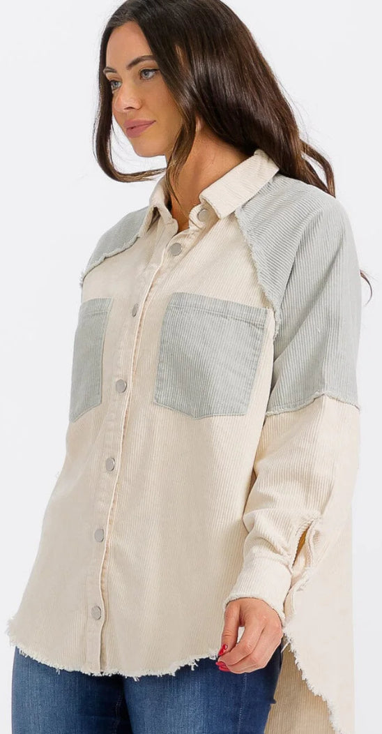Skull corduroy button down jacket