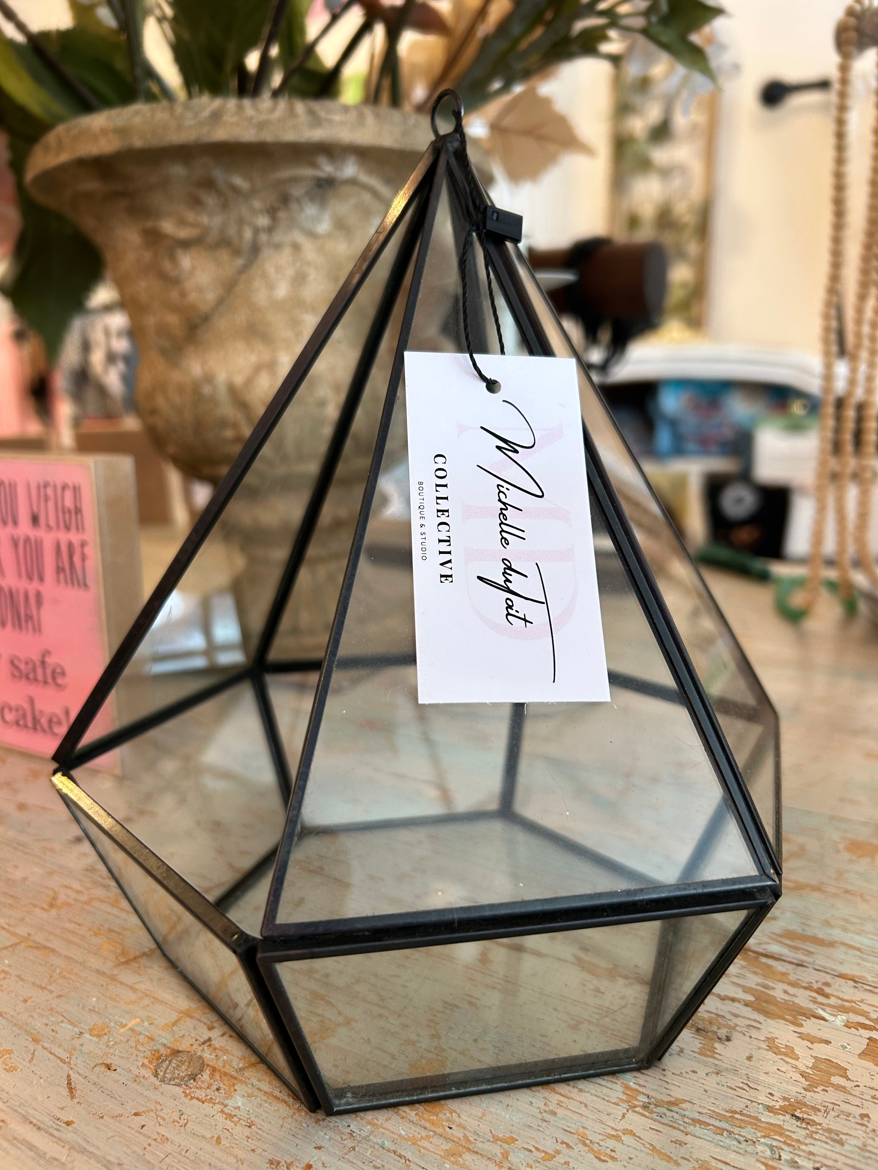 Geometric glass terrarium