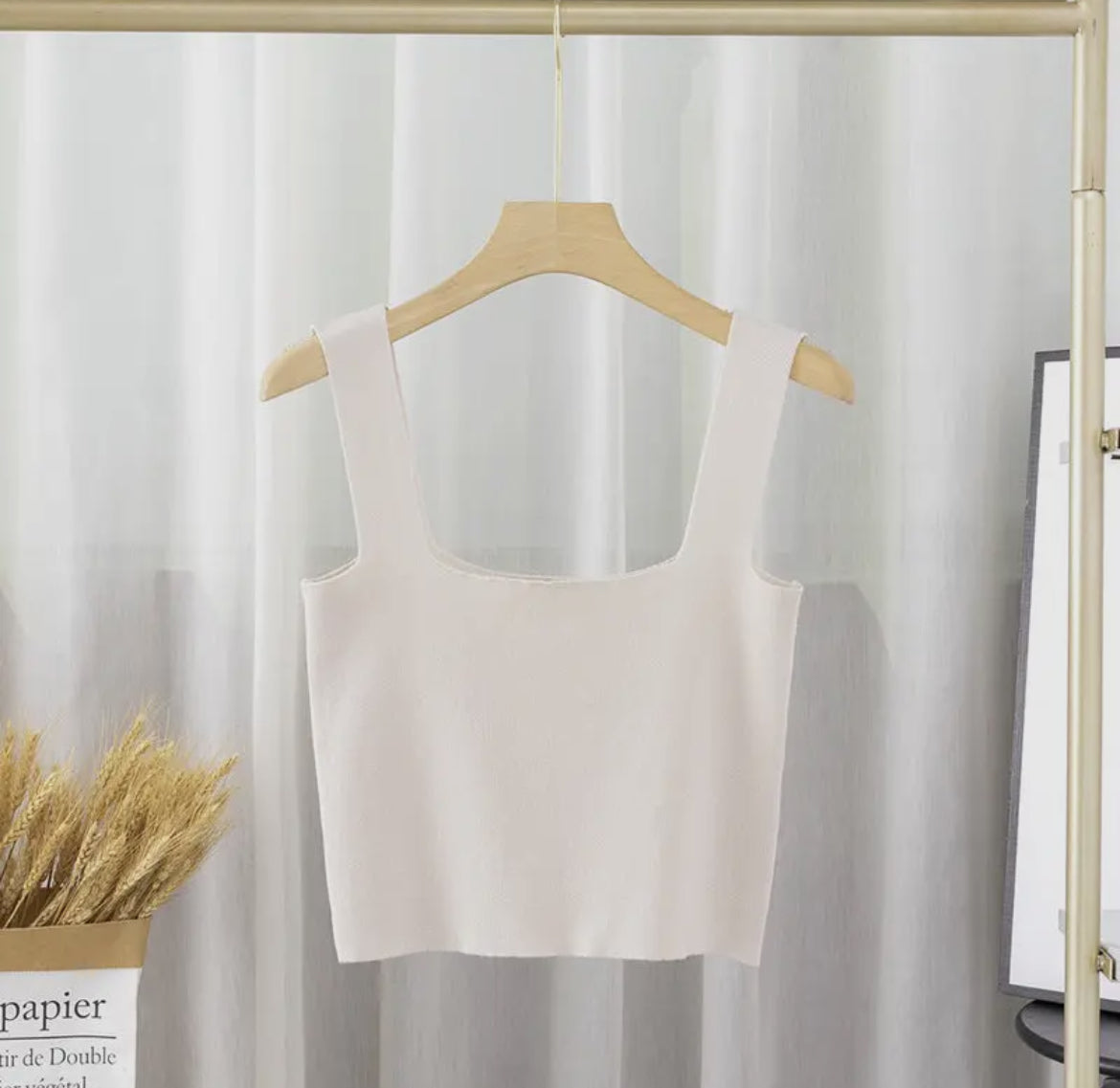 Knit crop top beige