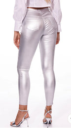 Metallic skinny leg pants