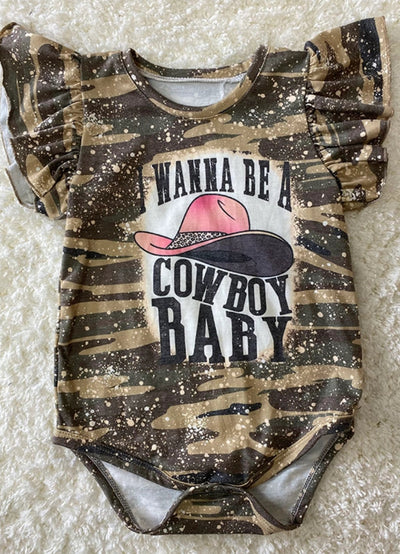 I wanna be a cowboy baby romper