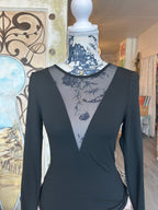 Sheer v-neck black blouse