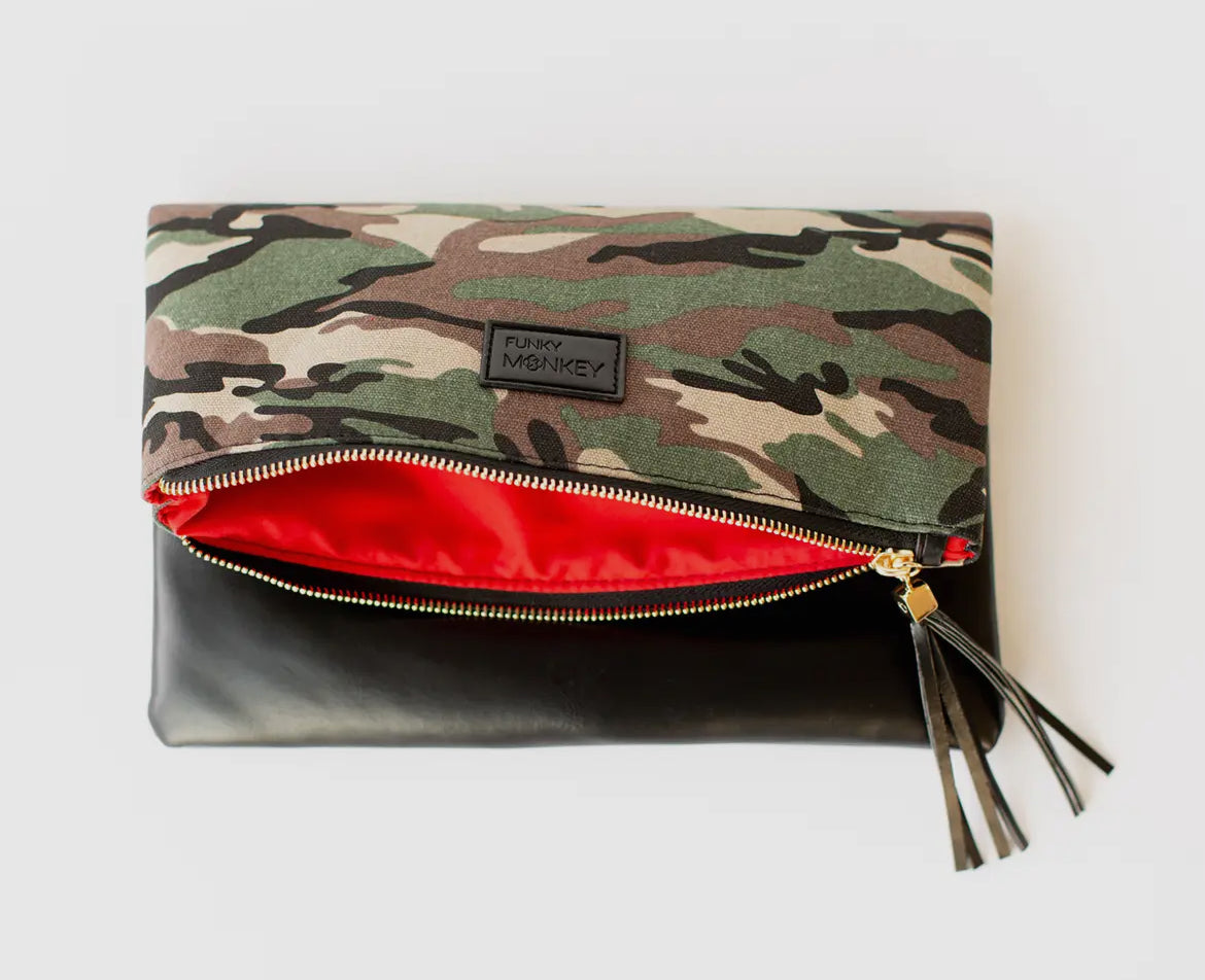 Funky Monkey Camo foldover wristlet clutch