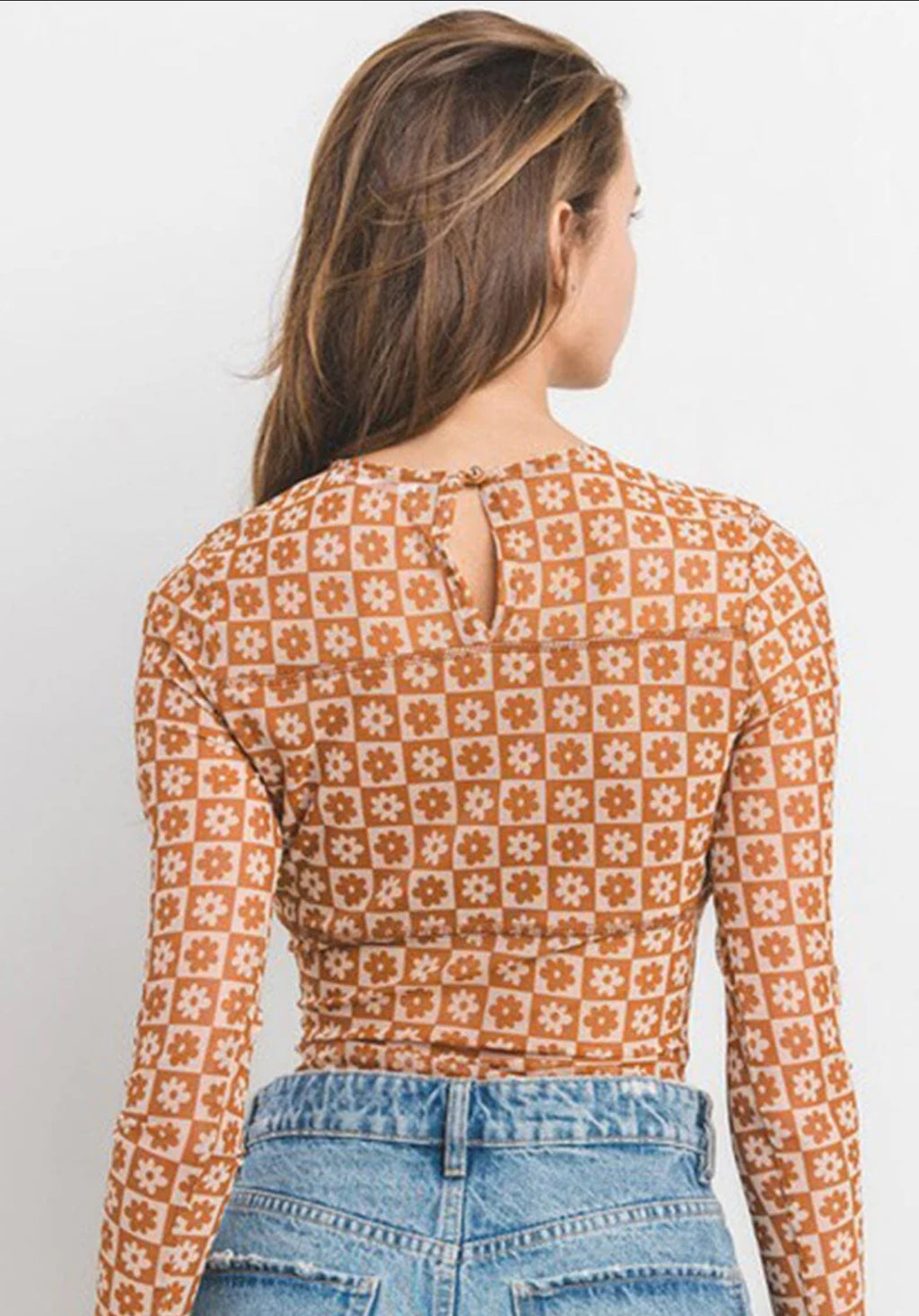 Floral print mesh bodysuit