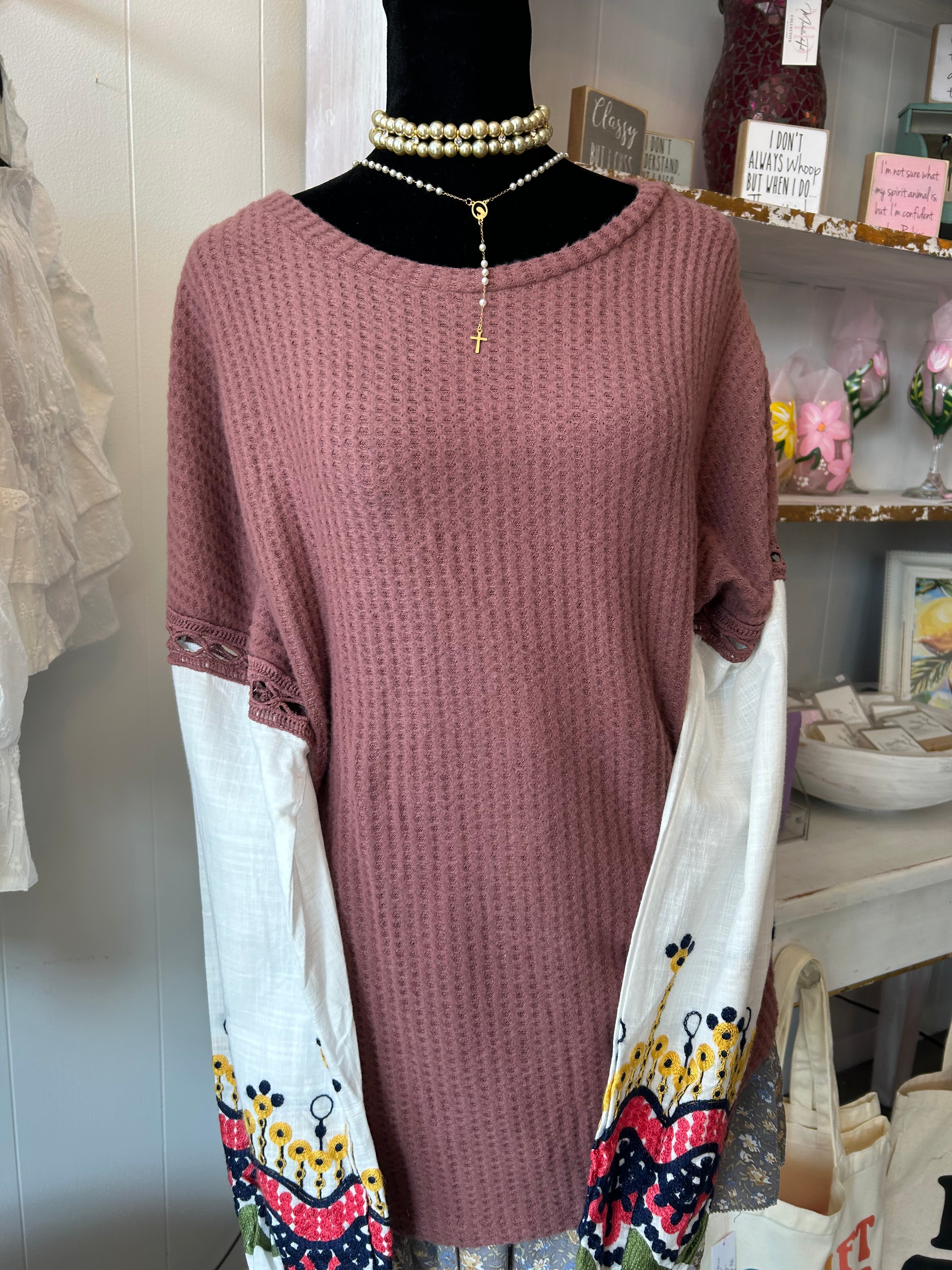 Mauve knitted blouse