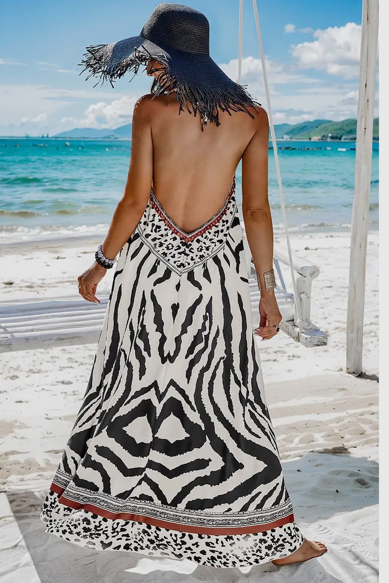 Animal print halter dress