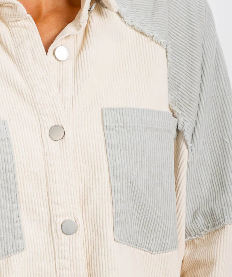 Skull corduroy button down jacket