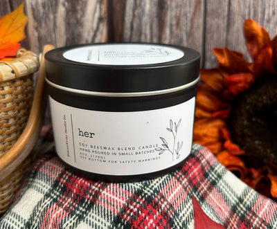 Her 6oz. Black Tin Soy Candle