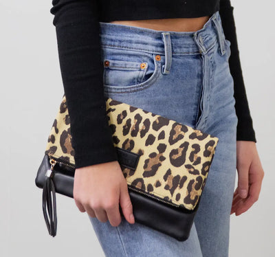 Funky Monkey leopard foldover wristlet clutch