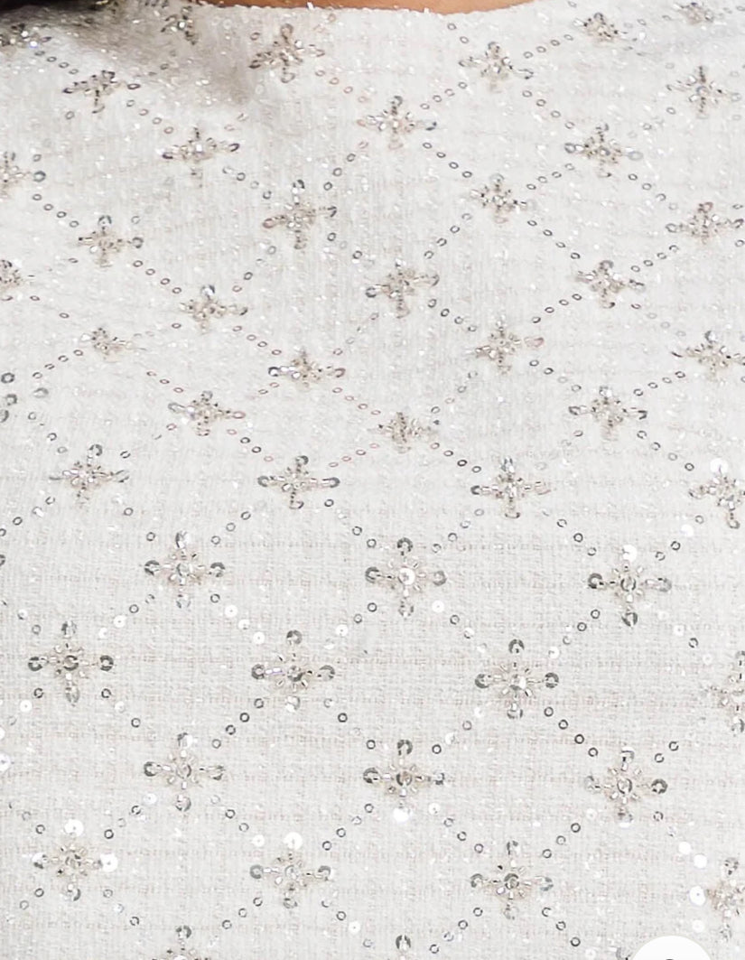 White sequin holiday top