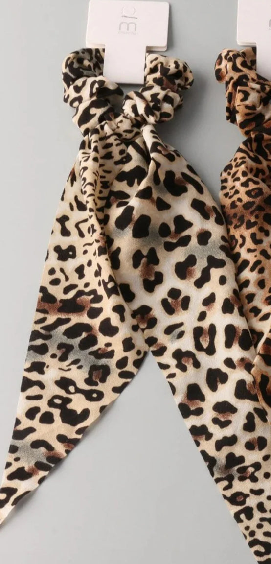 Light cream animal print scrunchie