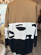 Color block button down cardigan