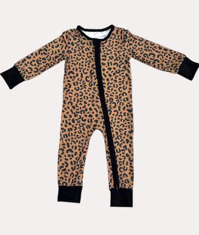 Leopard long sleeve baby romper